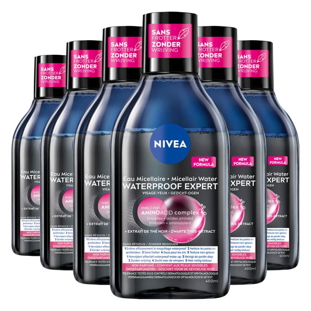 6x NIVEA 0% Residu Micellair Water Waterproof 400 ml