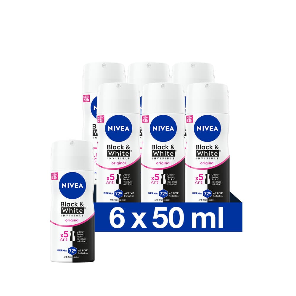 6x NIVEA Deodorant Spray Invisible For Black&White 100 ml