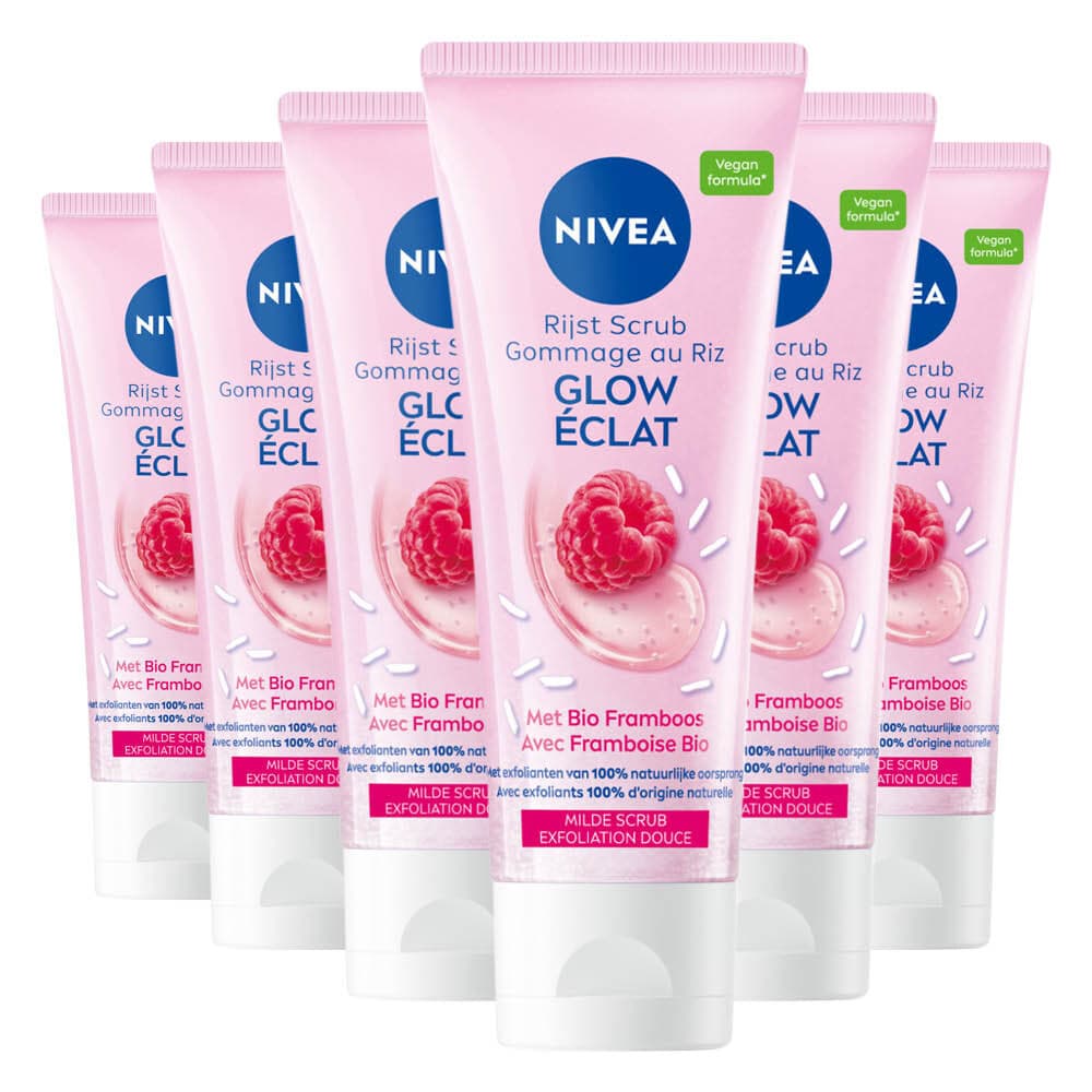 6x NIVEA Rijstscrub Mild met Bio Framboos 75 ml