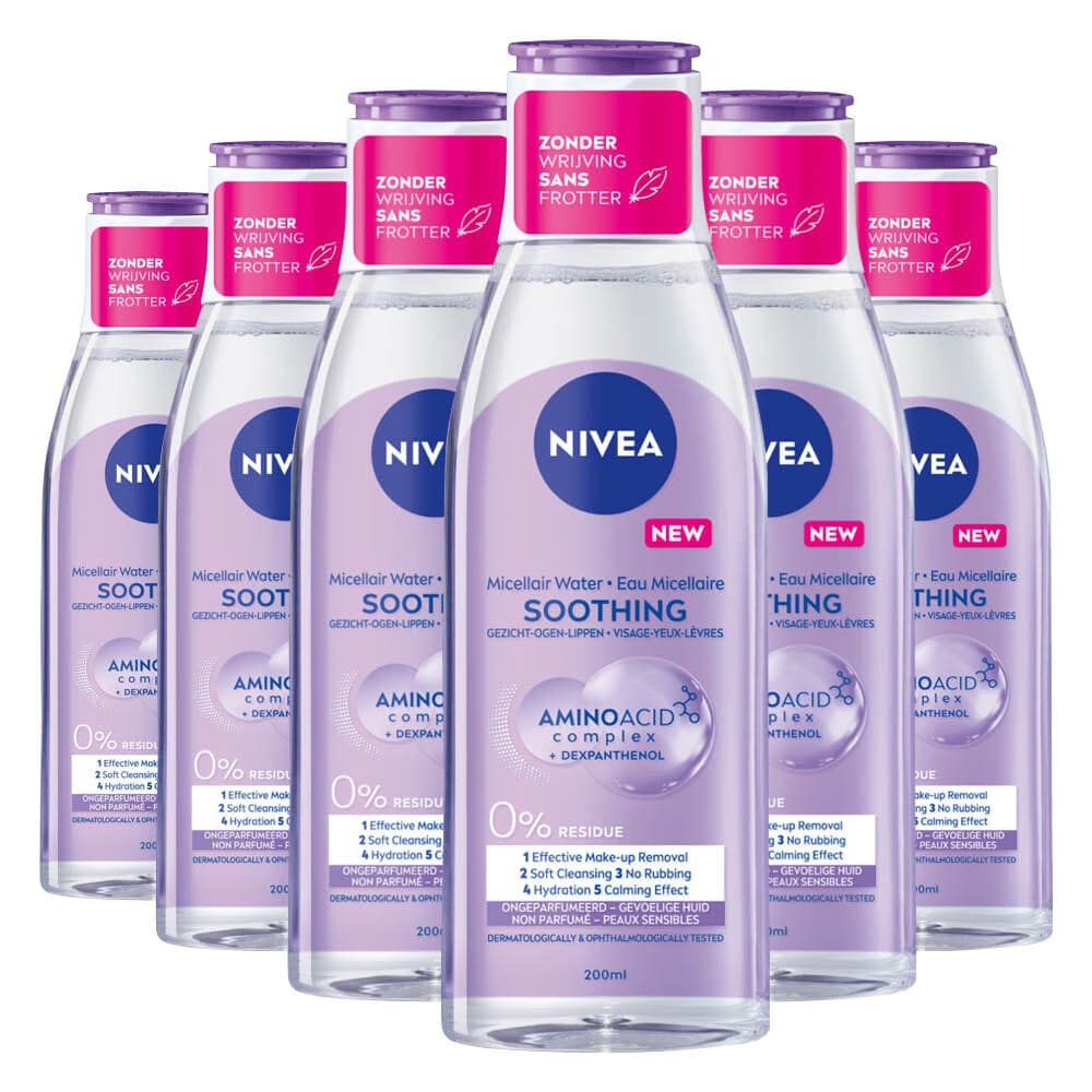 6x NIVEA 0% Residu Micellair Water Gevoelige Huid 200 ml