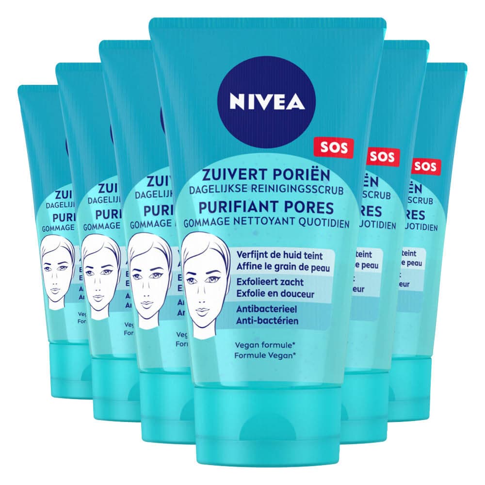 6x NIVEA Dagelijkse Reiniging Gezichtsscrub 150 ml