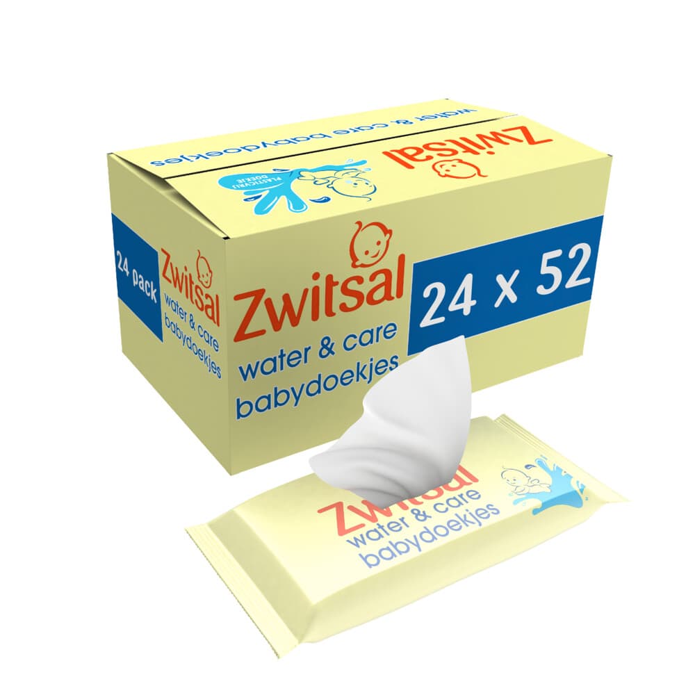 2x Zwitsal Water&Care Babydoekjes met Zwitsalgeur 12x52 = 624 stuks