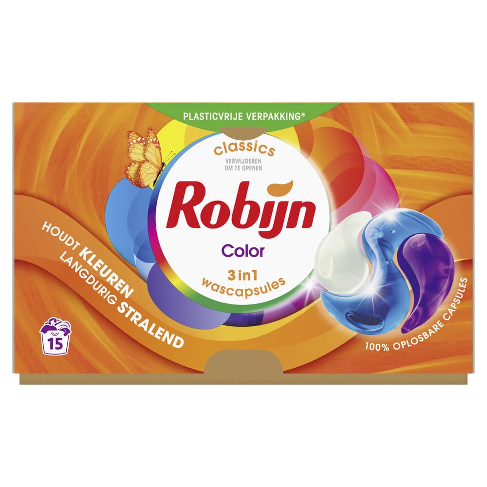 2+1 gratis: Robijn Wascapsules 3-in-1 Color 15 stuks