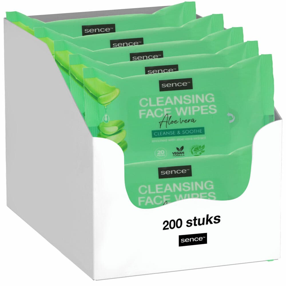 10x Sence Gezichtsreinigingsdoekjes Aloë Vera 20 stuks