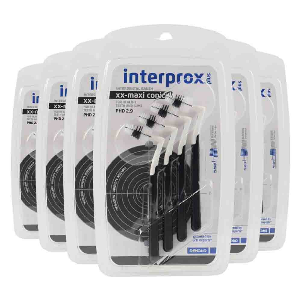 6x Interprox Ragers Plus XX-Maxi Conical Zwart PHD 2.9 4 stuks