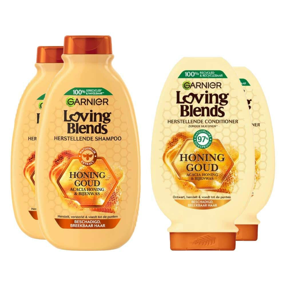 Garnier Loving Blends Honing Goud - Shampoo 2x 300 ml&Conditioner 2x 250 ml– Pakket