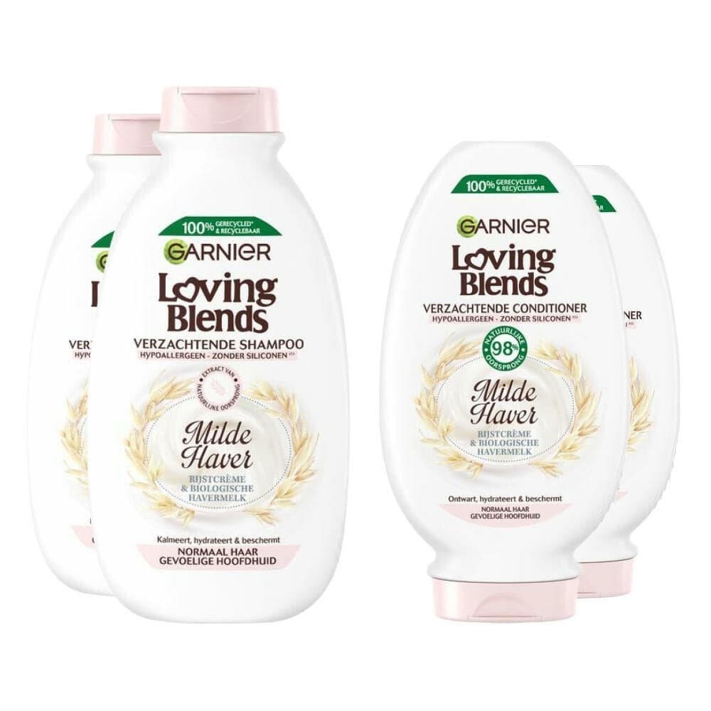 Garnier Loving Blends Milde Haver - Shampoo 2x 300 ml&Conditioner 2x 300 ml - Pakket