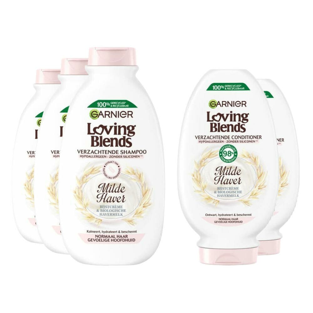 Garnier Loving Blends Milde Haver - Shampoo 3x 300 ml&Conditioner 2x 250 ml– Pakket
