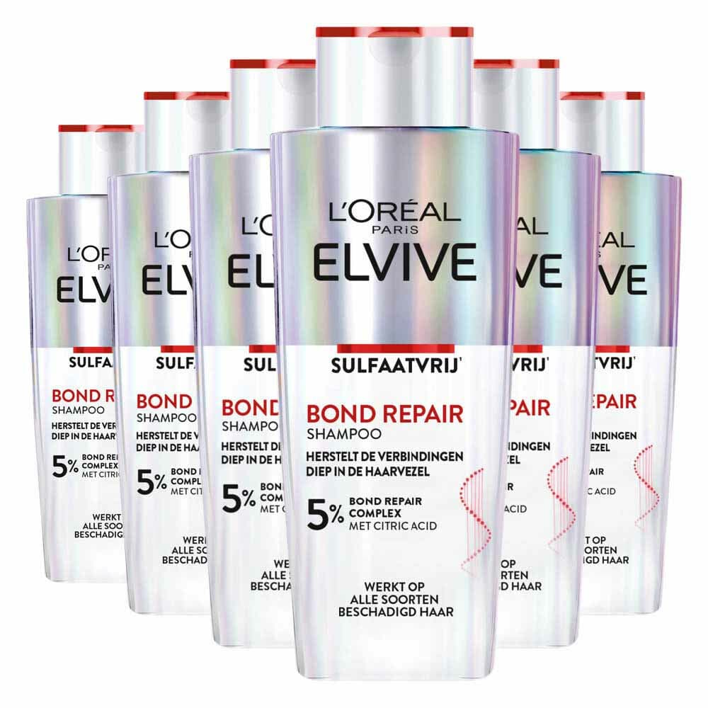6x L'Oréal Elvive Bond Repair Shampoo 200 ml