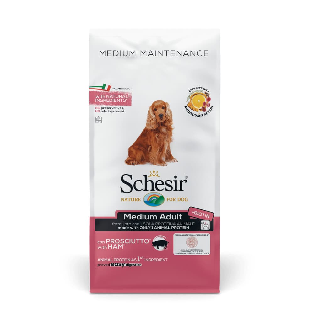 Schesir Hond Dry Maintenance Medium Ham 12 kg