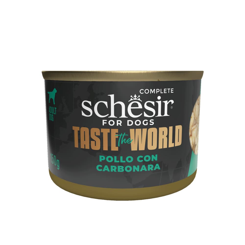 8x Schesir Taste The World Hond Kip&Carbonara 150 gr