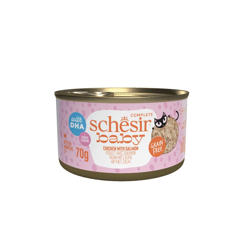 12x Schesir Baby Kitten Bouillon Kip&Zalm 70 gr