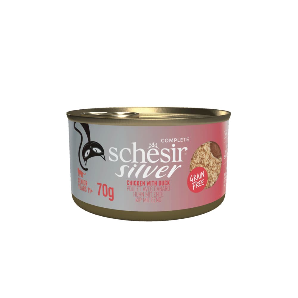 12x Schesir Silver Cat Bouillon Kip&Eend 70 gr