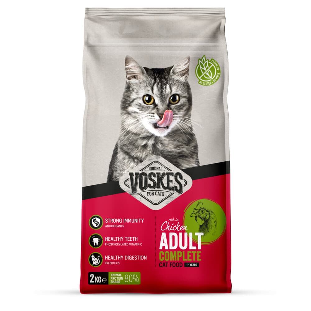 6x Voskes Kattenbrokken Adult Kip 2 kg