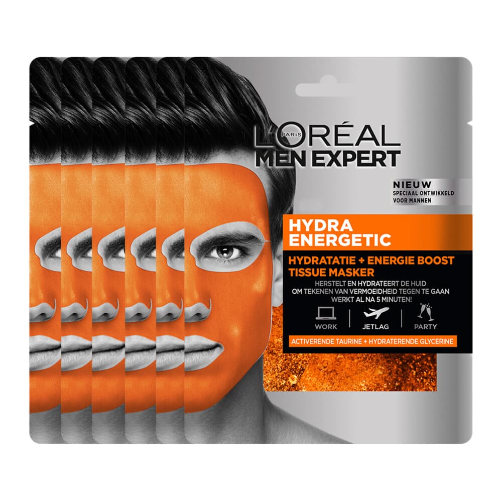 6x L'Oréal Men Expert Hydra Energetic Gezichtsmasker