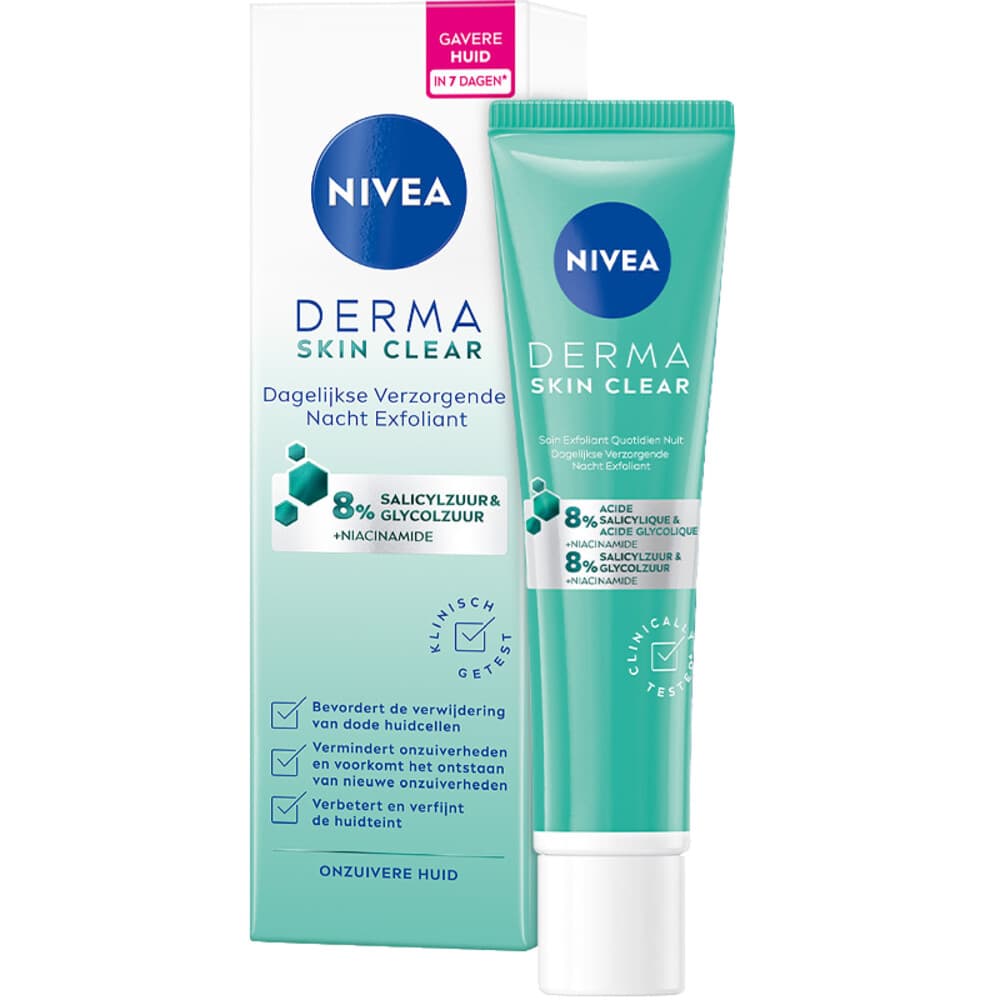 1+1 gratis: NIVEA Derma Skin Clear Nacht Exfoliant 40 ml