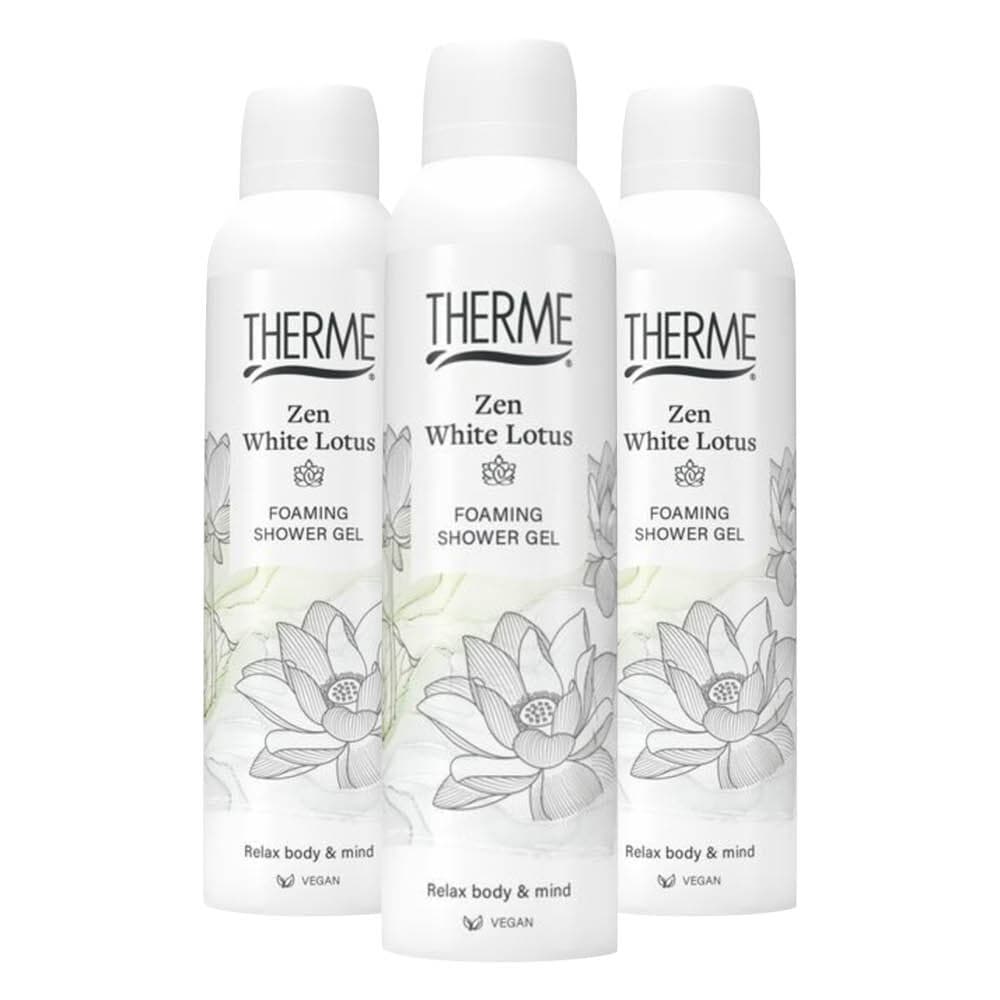 3x Therme Foaming Shower Gel Zen White Lotus 200 ml