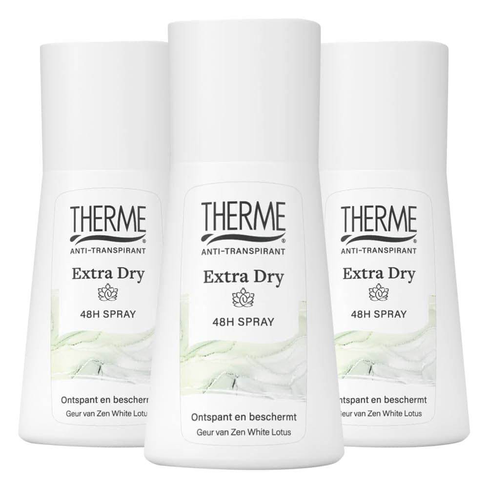 3x Therme Anti-Transpirant Extra Dry Zen White Lotus Spray 75 ml