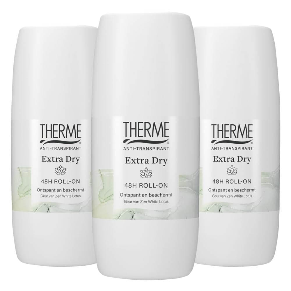 3x Therme Anti-Transpirant Extra Dry Zen White Lotus Roller 60 ml
