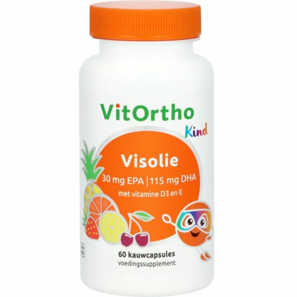 Gratis Verzending: 2x Vitortho Visolie 30 mg EPA - 115 mg DHA Kind 60 kauwtabletten