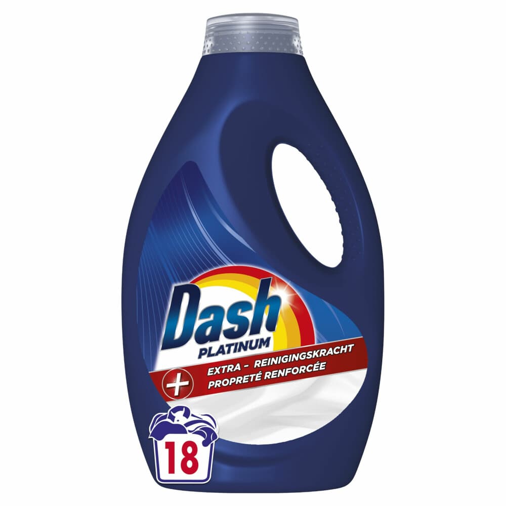 2e halve prijs: Dash Vloeibaar Wasmiddel Platinum 18 Wasbeurten 810 ml