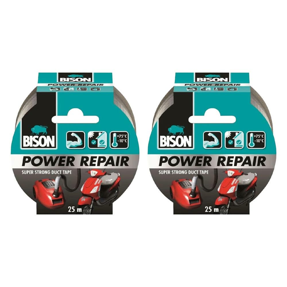 2x Bison Tape Power Repair Grijs 25 meter