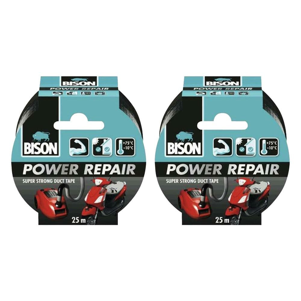 2x Bison Tape Power Repair Zwart 25 meter