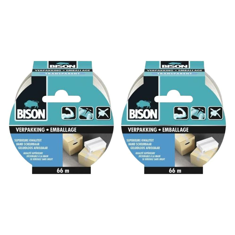 2x Bison Tape Verpakking Transparant 66 meter