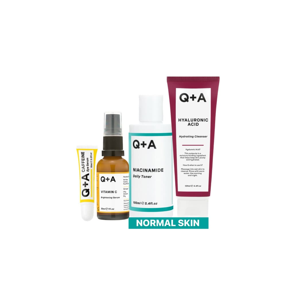 Q+A Normal Skin - Reinigingsgel 1x 125 ml&Toner 1x 100 ml&Gezichtsserum 1x 30 ml&Oogserum 1x 15 ml - Pakket