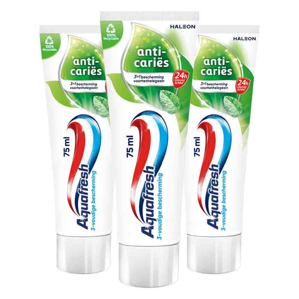 3x Aquafresh Tandpasta Anti-Caries 75 ml