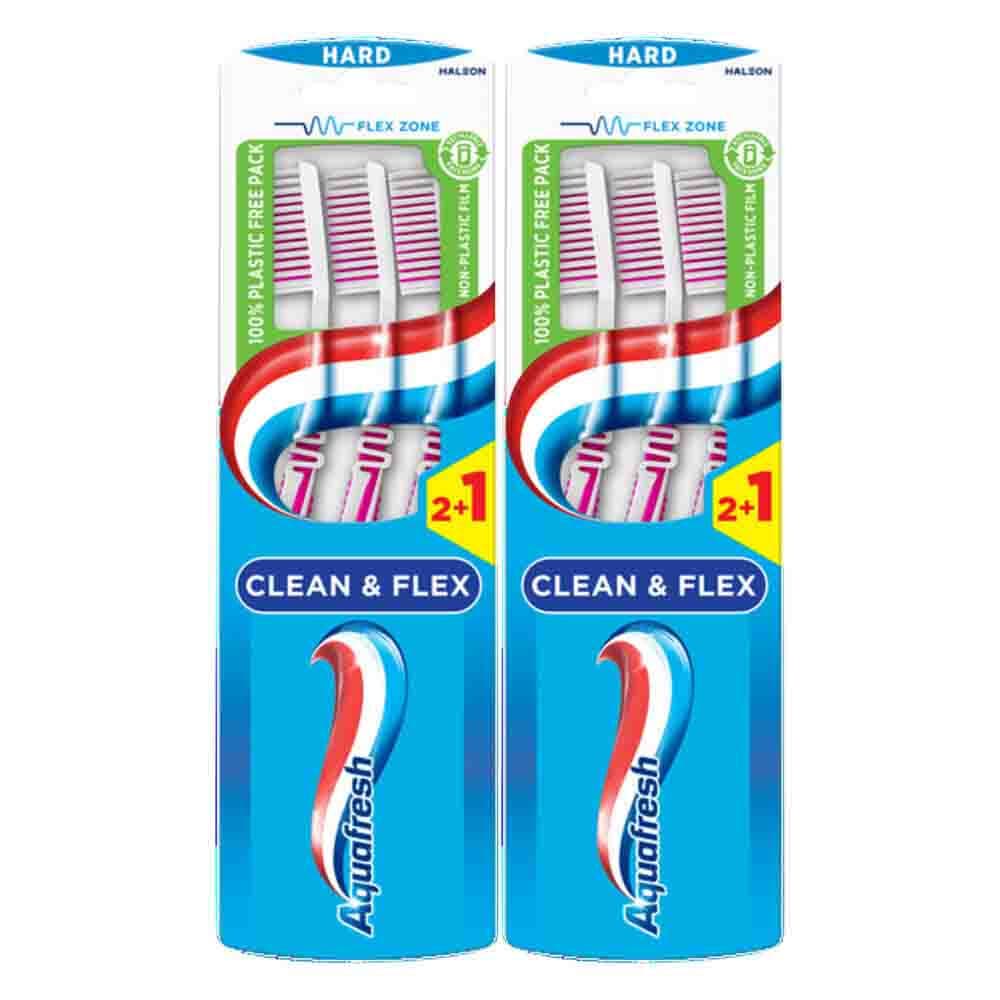 2x Aquafresh Tandenborstel Clean&Flex Hard 3 stuks