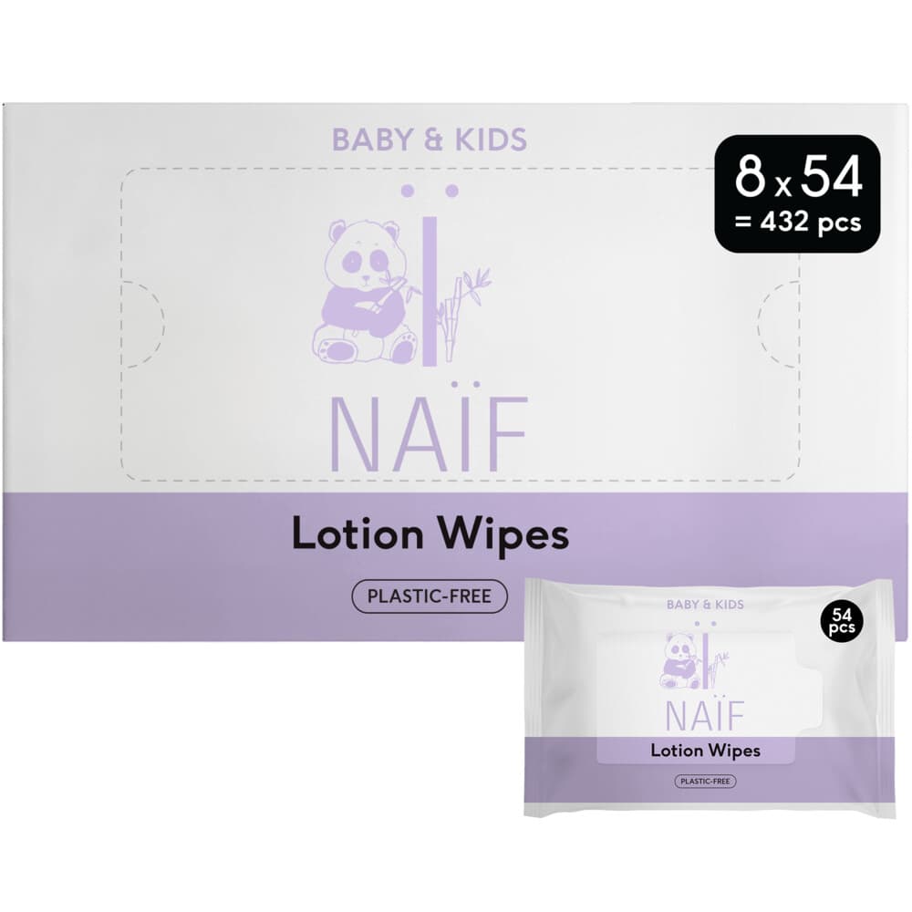 2x Naif Baby&Kids Lotion Billendoekjes Plasticvrij 8x54 = 432 stuks