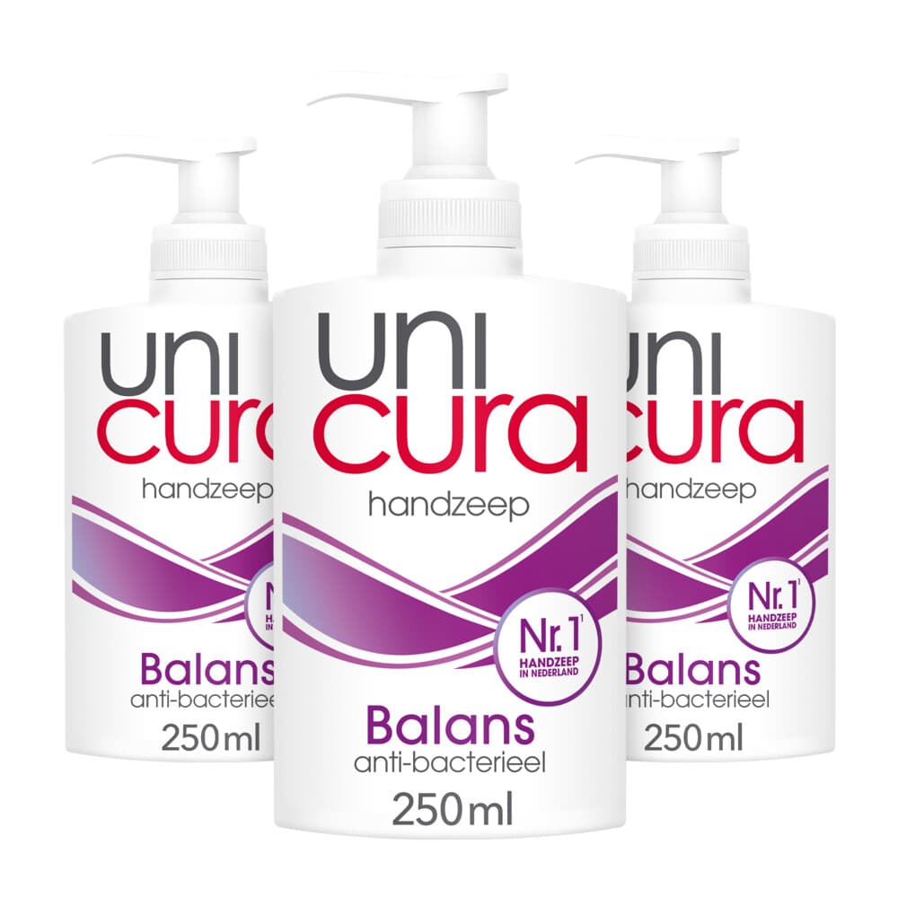 3x Unicura Vloeibare Handzeep Anti Bacterieel Balans 250 ml