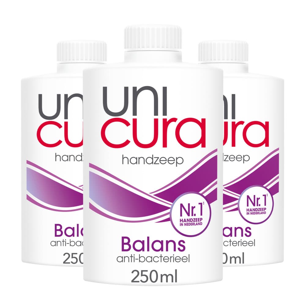 3x Unicura Vloeibare Handzeep Navulling Balans 250 ml