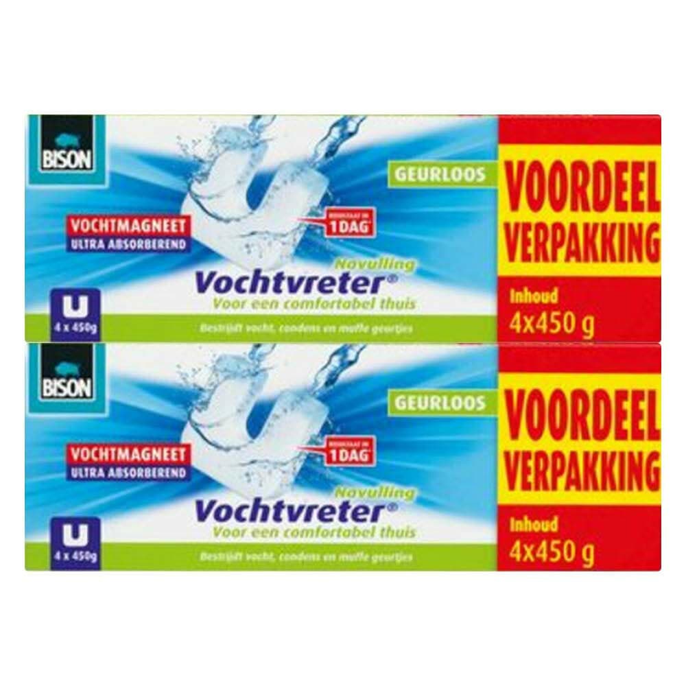 2x Bison Vochtvreter Ambiance Magneet Neutraal 4-Pack 4 x 450 gr