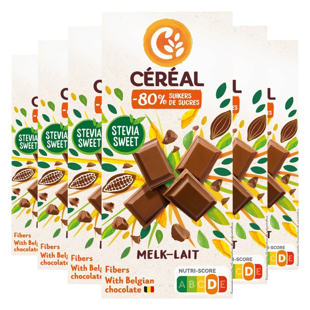 6x Céréal Chocolade Tablet Melk-Chocolade 85 gr