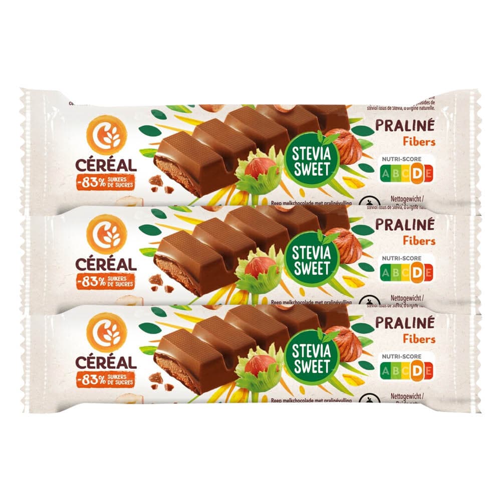 3x Céréal Chocolade Reep Praliné 42 gr