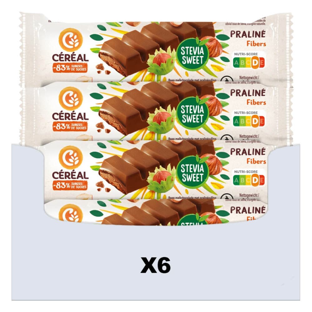 6x Céréal Chocolade Reep Praliné 42 gr