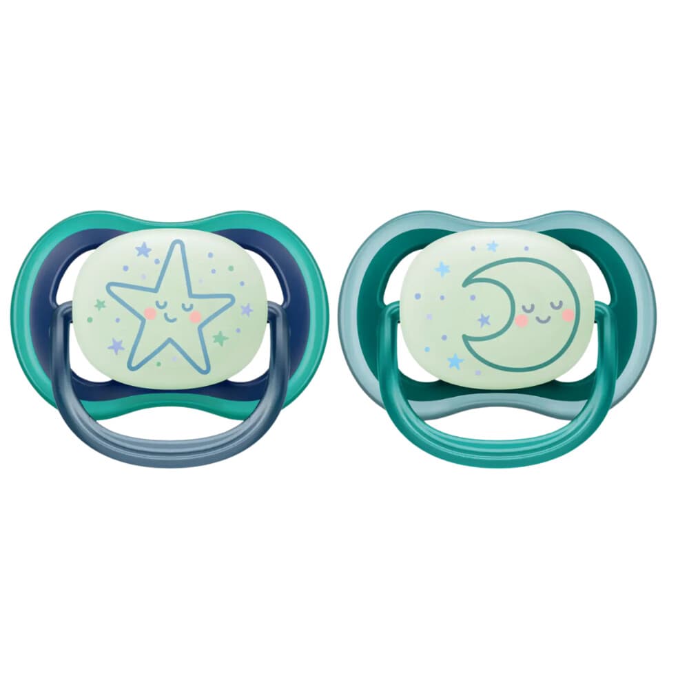 Philips Avent Fopspeen Ultra Air Nighttime 6-18 mnd Ster Maan 2 stuks