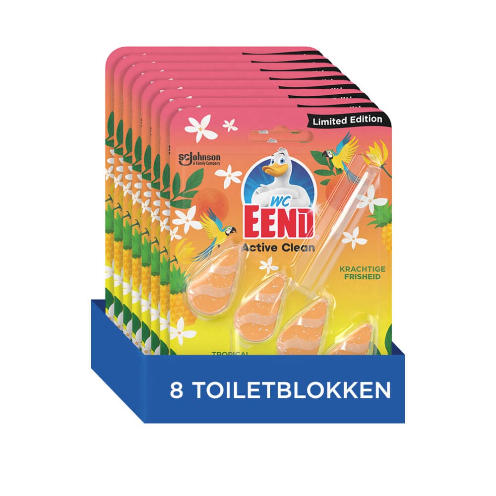 8x WC Eend Active Clean Toiletblok Tropical Summer 38,6 ml