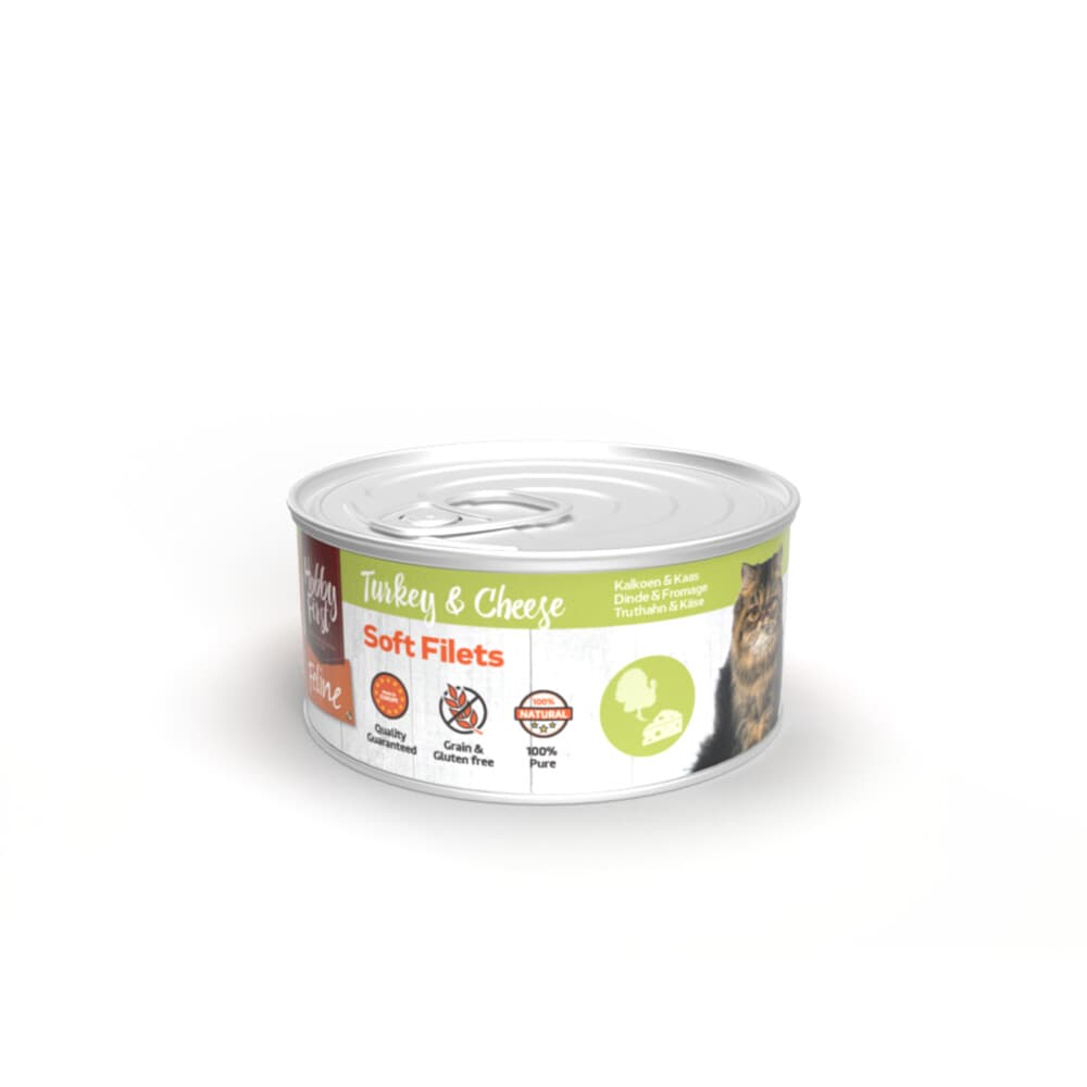 HobbyFirst Feline Blik Zachte Filets Kalkoen&Kaas 70 gr