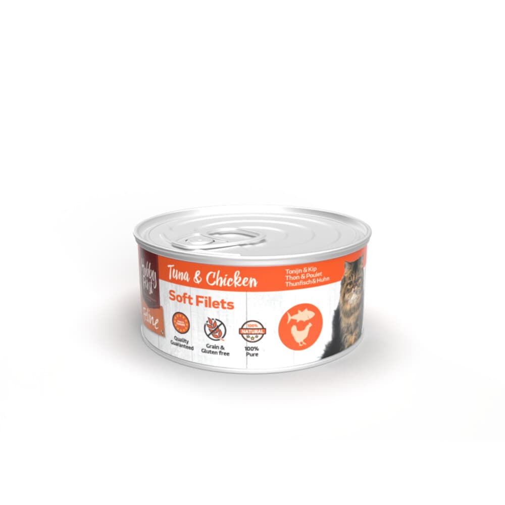 12x HobbyFirst Feline Blik Zachte Filets Tonijn&Kip 70 gr