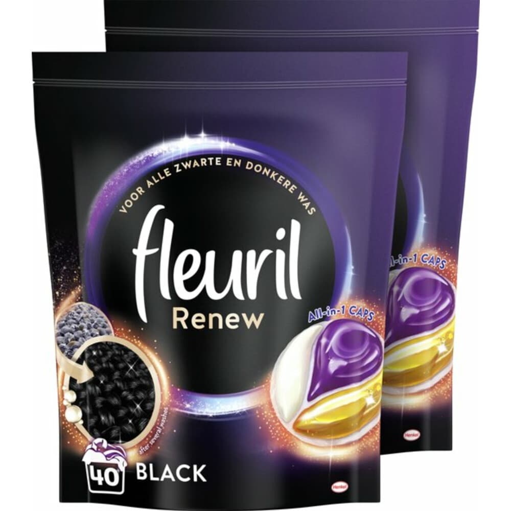 2+1 gratis: Fleuril Wasmiddel Capsules Renew Zwart 2 x 40 stuks