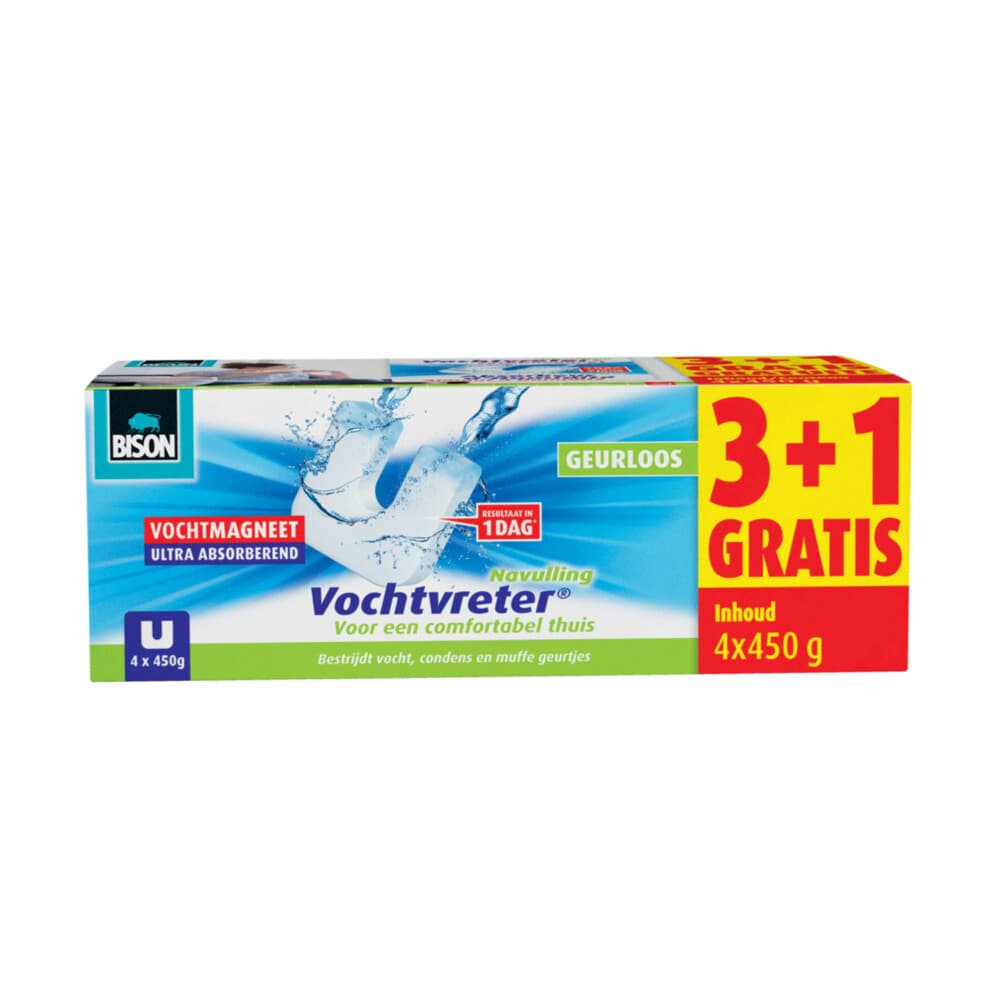 Bison Vochtvreter Vochtmagneet Neutraal Navulling 4 stuks
