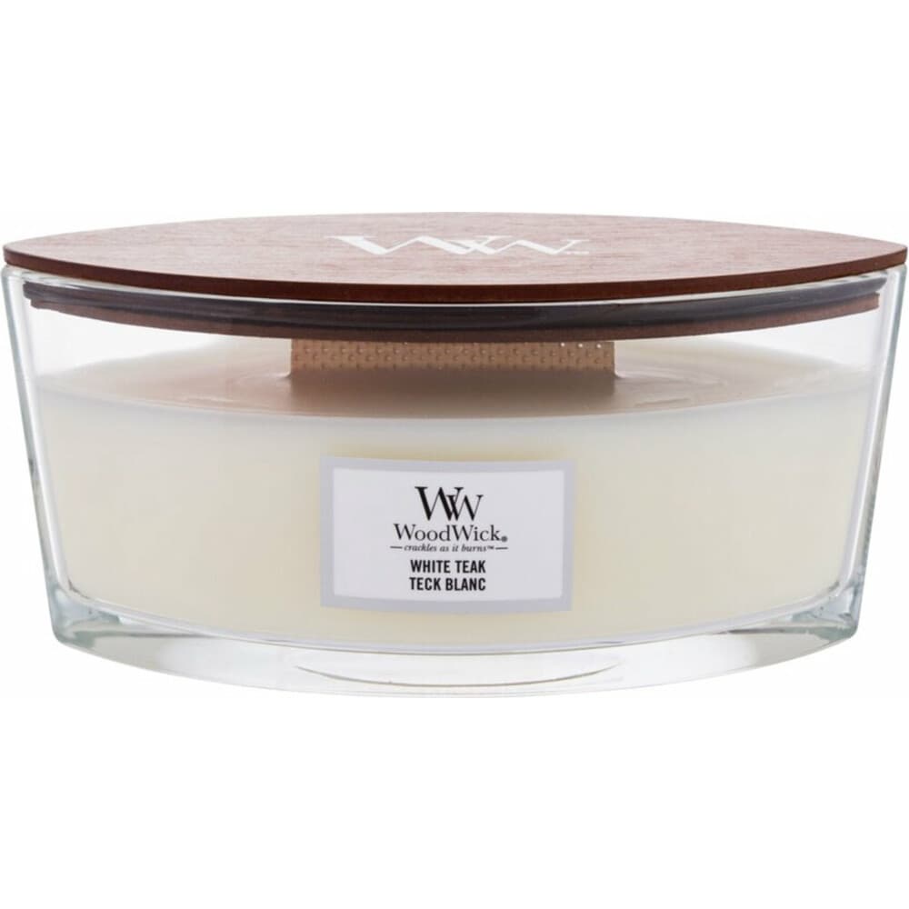 WoodWick Geurkaars Ellipse White Teak 454 gr