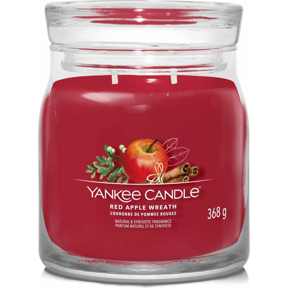 Yankee Candle Geurkaars Medium Jar Red Apple Wreath 368 gr