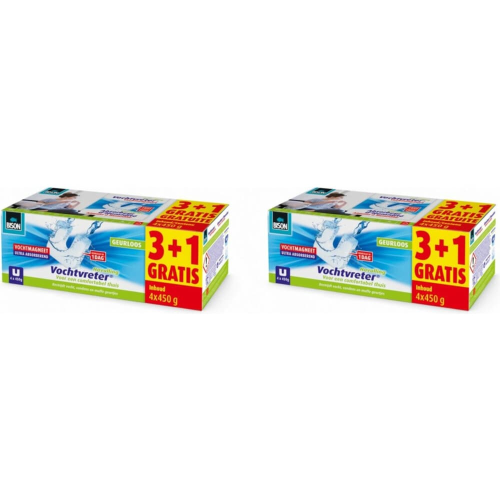 2x Bison Vochtvreter Vochtmagneet Neutraal Navulling 4 stuks