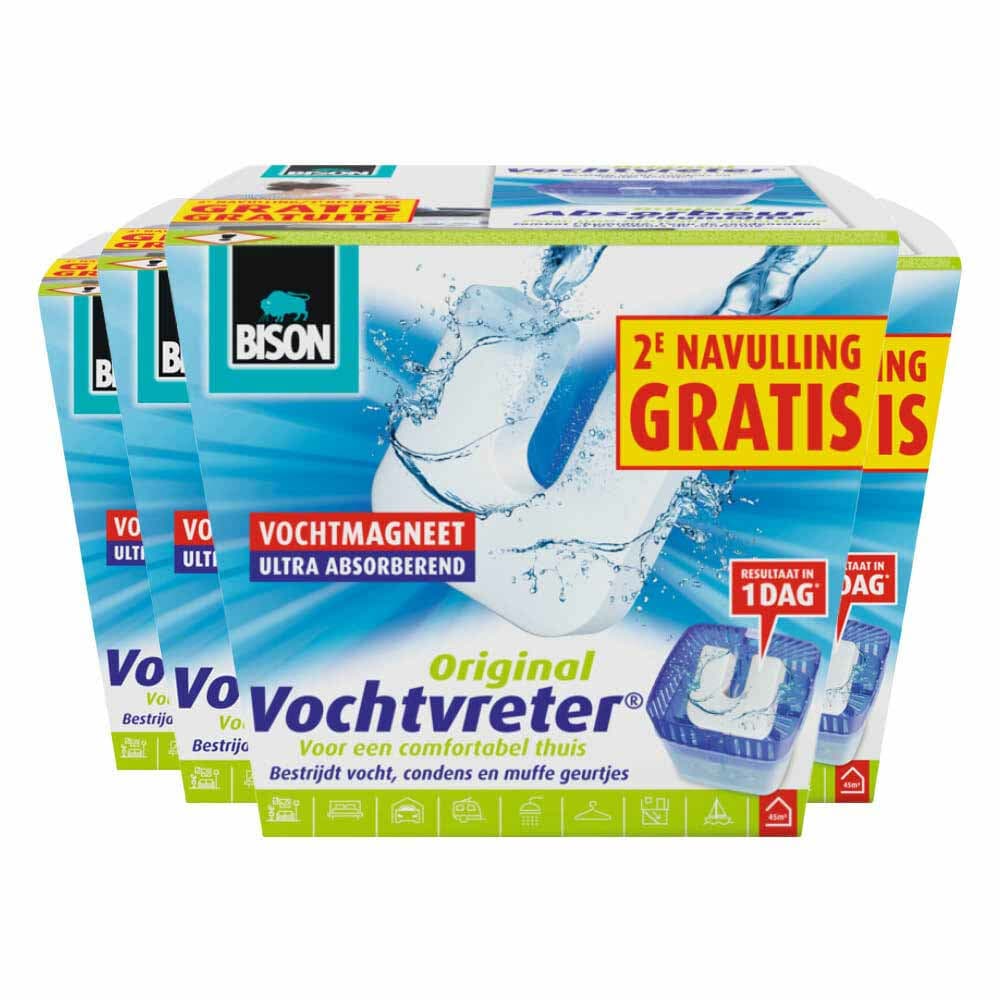 4x Bison Vochtvreter + 1 Navulling Neutraal 2 x 450 gr
