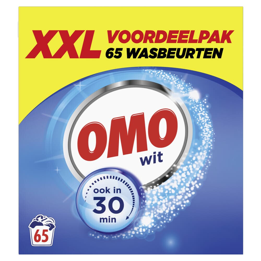 1+1 gratis: OMO Waspoeder Wit 65 Wasbeurten 3,835 kg