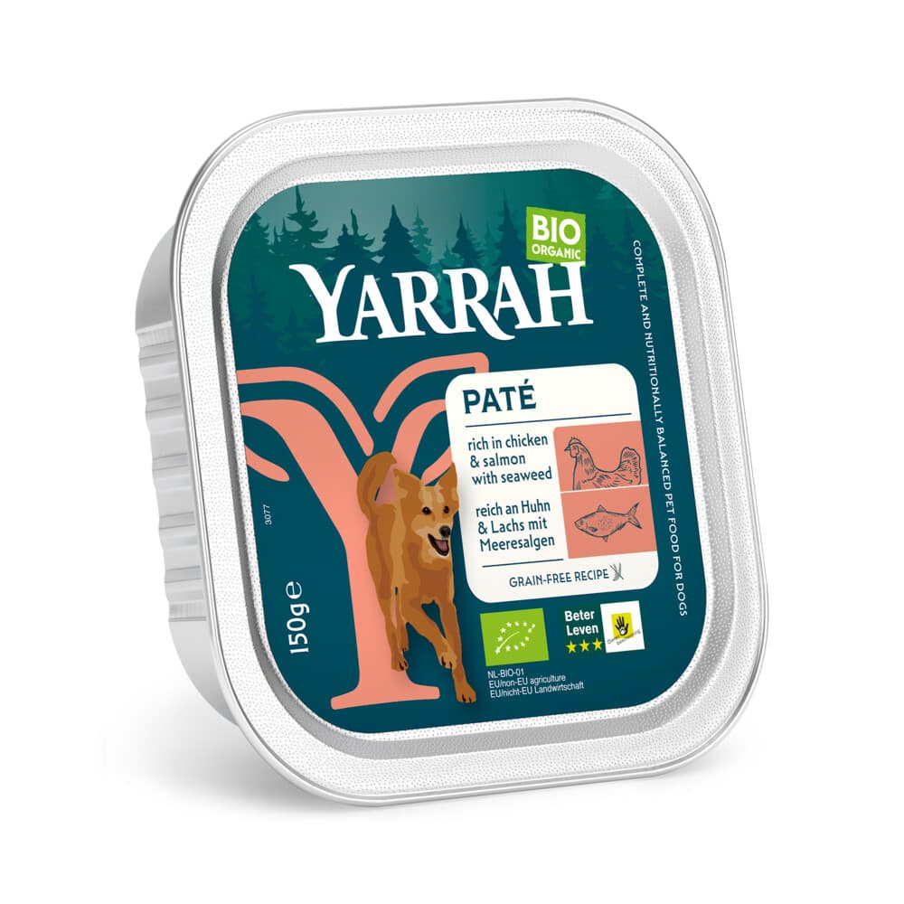Yarrah Bio Hondenvoer Paté Kip&Zalm 150 gr